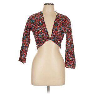 Wray 100% Cotton Floral Wrap Top L